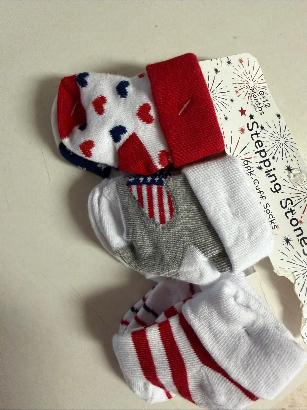 Stepping Stones Baby Ankle Socks - Red, White & Blue (3-Pack)